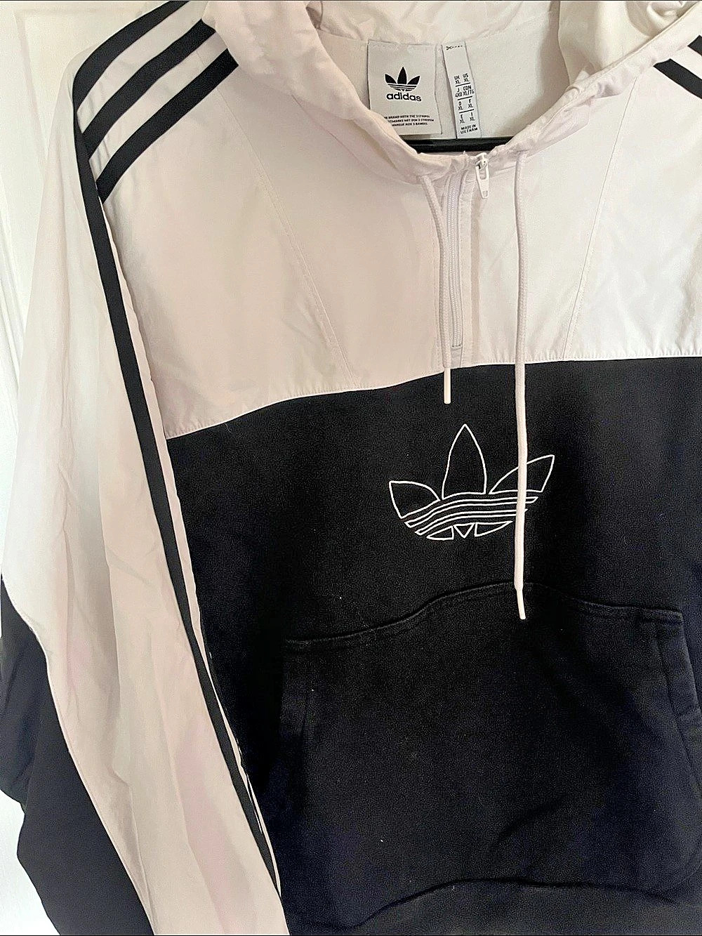 adidas Colorblocked Windbreaker Jacket Black & White XL